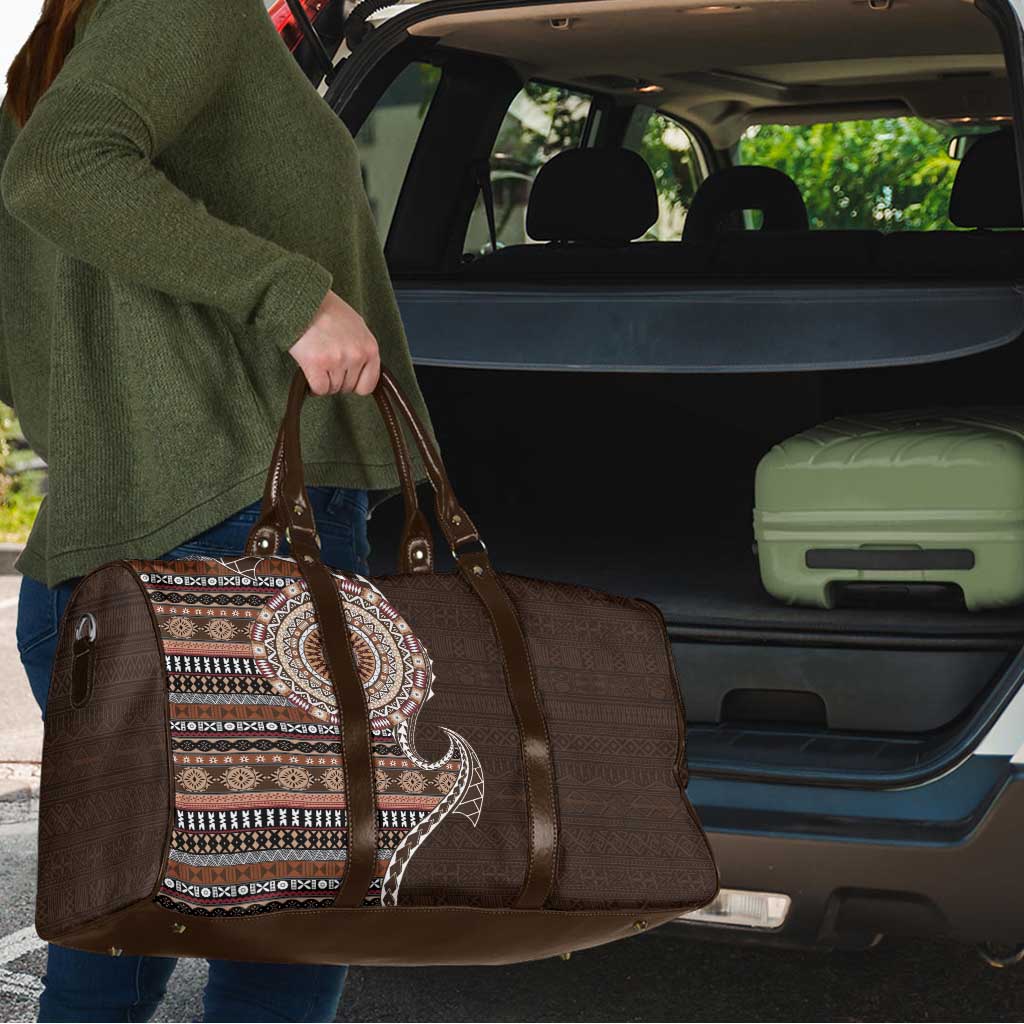 Fijian Masi Tribal Tattoos Art Pattern Travel Bag Brown Color Half Style LT03 - Polynesian Pride