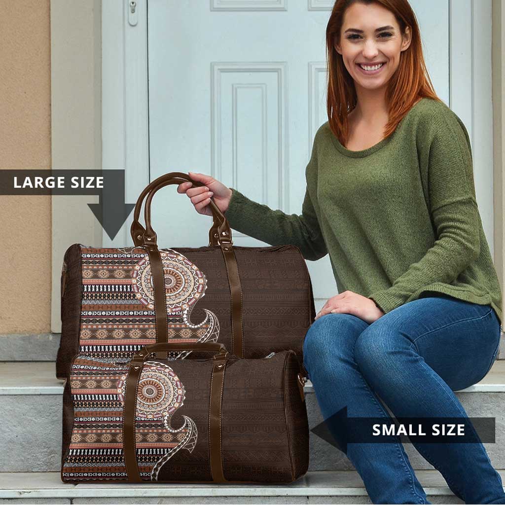 Fijian Masi Tribal Tattoos Art Pattern Travel Bag Brown Color Half Style LT03 - Polynesian Pride