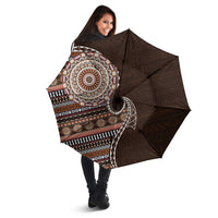 Fijian Masi Tribal Tattoos Art Pattern Umbrella Brown Color Half Style LT03 - Polynesian Pride