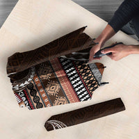 Fijian Masi Tribal Tattoos Art Pattern Umbrella Brown Color Half Style LT03 - Polynesian Pride