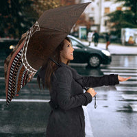 Fijian Masi Tribal Tattoos Art Pattern Umbrella Brown Color Half Style LT03 - Polynesian Pride
