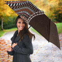 Fijian Masi Tribal Tattoos Art Pattern Umbrella Brown Color Half Style LT03 - Polynesian Pride