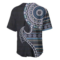 Fijian Masi Tribal Tattoos Art Pattern Baseball Jersey Navy Color Half Style LT03 - Polynesian Pride
