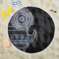 Fijian Masi Tribal Tattoos Art Pattern Beach Blanket Navy Color Half Style LT03 One Size 150cm Navy - Polynesian Pride