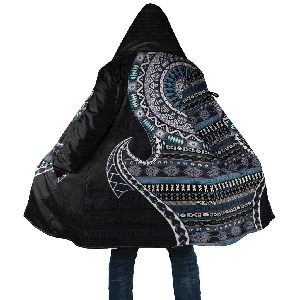 Fijian Masi Tribal Tattoos Art Pattern Cloak Navy Color Half Style LT03 Unisex Navy - Polynesian Pride