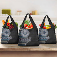Fijian Masi Tribal Tattoos Art Pattern Grocery Bag Navy Color Half Style LT03 3-pack One Size Navy - Polynesian Pride