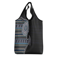 Fijian Masi Tribal Tattoos Art Pattern Grocery Bag Navy Color Half Style LT03 - Polynesian Pride
