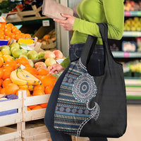 Fijian Masi Tribal Tattoos Art Pattern Grocery Bag Navy Color Half Style LT03 - Polynesian Pride
