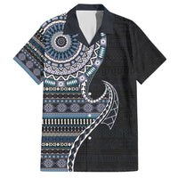 Fijian Masi Tribal Tattoos Art Pattern Hawaiian Shirt Navy Color Half Style LT03 Navy - Polynesian Pride