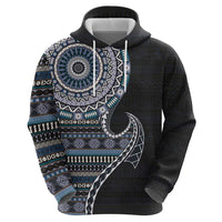 Fijian Masi Tribal Tattoos Art Pattern Hoodie Navy Color Half Style LT03 - Polynesian Pride