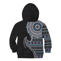 Fijian Masi Tribal Tattoos Art Pattern Kid Hoodie Navy Color Half Style LT03 - Polynesian Pride