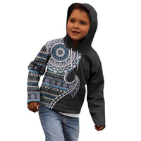 Fijian Masi Tribal Tattoos Art Pattern Kid Hoodie Navy Color Half Style LT03 - Polynesian Pride