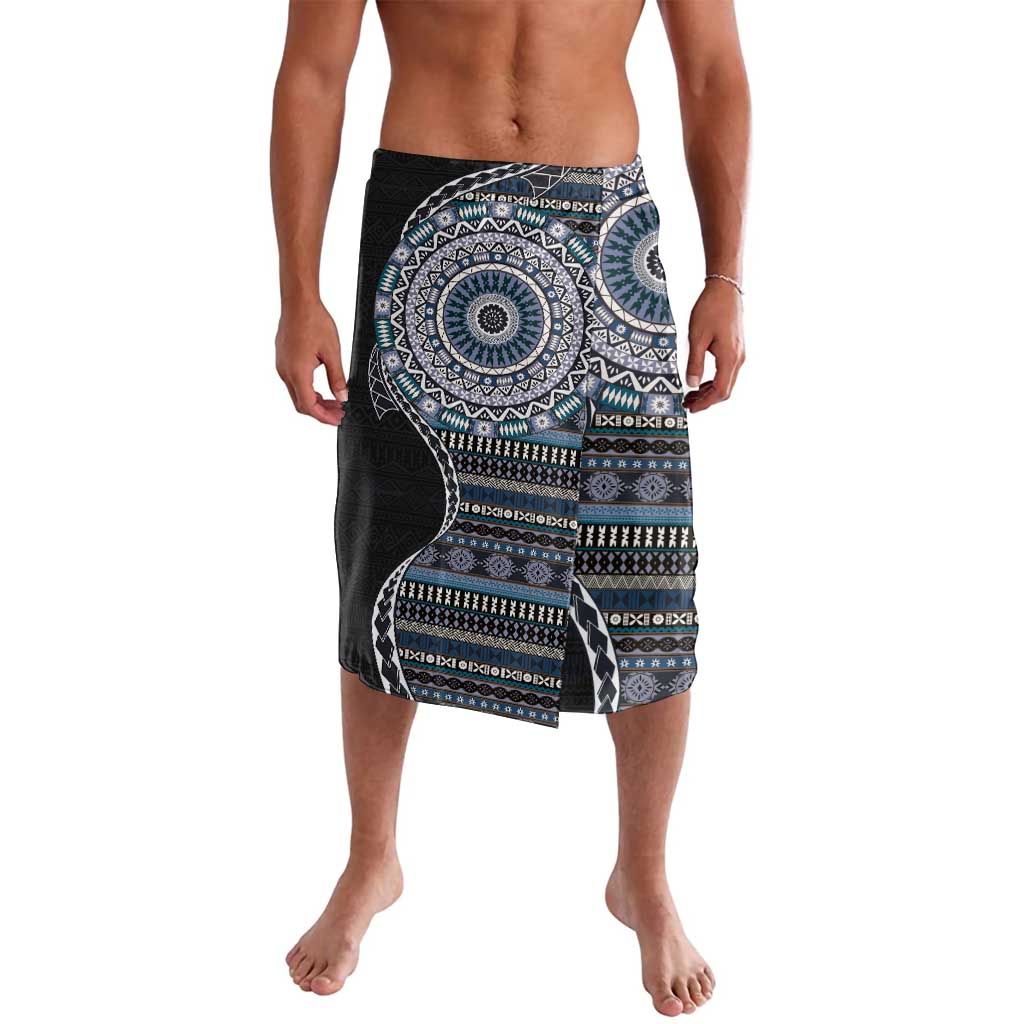 Fijian Masi Tribal Tattoos Art Pattern Lavalava Navy Color Half Style LT03 Navy - Polynesian Pride
