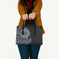 Fijian Masi Tribal Tattoos Art Pattern Leather Bag Navy Color Half Style LT03 Navy - Polynesian Pride