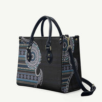 Fijian Masi Tribal Tattoos Art Pattern Leather Bag Navy Color Half Style LT03 - Polynesian Pride