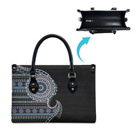 Fijian Masi Tribal Tattoos Art Pattern Leather Bag Navy Color Half Style LT03 - Polynesian Pride