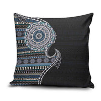Fijian Masi Tribal Tattoos Art Pattern Pillow Cover Navy Color Half Style LT03 Navy - Polynesian Pride