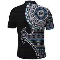 Fijian Masi Tribal Tattoos Art Pattern Polo Shirt Navy Color Half Style LT03 - Polynesian Pride