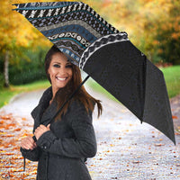Fijian Masi Tribal Tattoos Art Pattern Umbrella Navy Color Half Style LT03 - Polynesian Pride