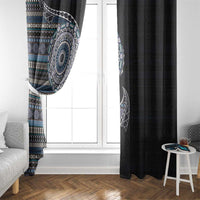 Fijian Masi Tribal Tattoos Art Pattern Window Curtain Navy Color Half Style LT03 - Polynesian Pride