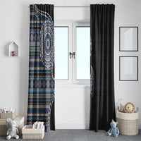 Fijian Masi Tribal Tattoos Art Pattern Window Curtain Navy Color Half Style LT03 - Polynesian Pride