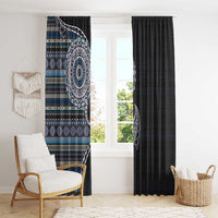 Fijian Masi Tribal Tattoos Art Pattern Window Curtain Navy Color Half Style LT03 - Polynesian Pride