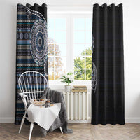 Fijian Masi Tribal Tattoos Art Pattern Window Curtain Navy Color Half Style LT03 - Polynesian Pride