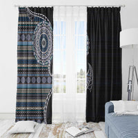 Fijian Masi Tribal Tattoos Art Pattern Window Curtain Navy Color Half Style LT03 - Polynesian Pride