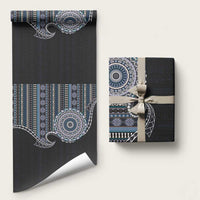 Fijian Masi Tribal Tattoos Art Pattern Wrapping Paper Navy Color Half Style LT03 58" × 23" Navy - Polynesian Pride
