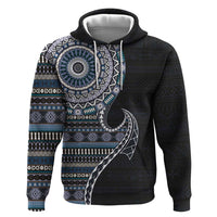 Fijian Masi Tribal Tattoos Art Pattern Zip Hoodie Navy Color Half Style LT03 Pullover Hoodie Navy - Polynesian Pride
