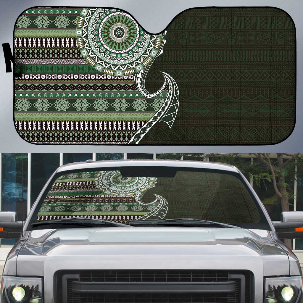 Fijian Masi Tribal Tattoos Art Pattern Auto Sun Shade Green Color Half Style LT03 Green - Polynesian Pride