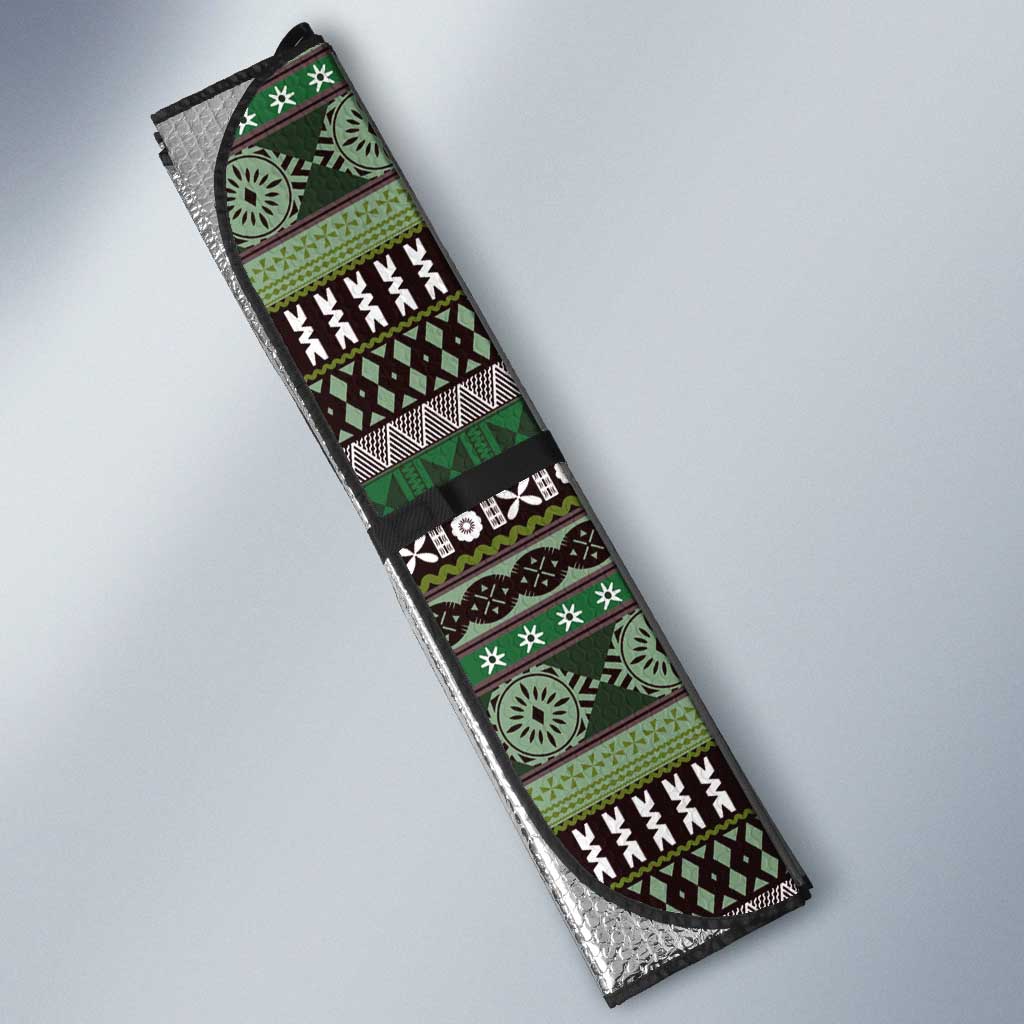 Fijian Masi Tribal Tattoos Art Pattern Auto Sun Shade Green Color Half Style LT03 - Polynesian Pride