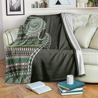 Fijian Masi Tribal Tattoos Art Pattern Blanket Green Color Half Style LT03 Green - Polynesian Pride