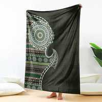Fijian Masi Tribal Tattoos Art Pattern Blanket Green Color Half Style LT03 - Polynesian Pride