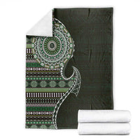 Fijian Masi Tribal Tattoos Art Pattern Blanket Green Color Half Style LT03 - Polynesian Pride