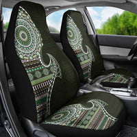 Fijian Masi Tribal Tattoos Art Pattern Car Seat Cover Green Color Half Style LT03 - Polynesian Pride