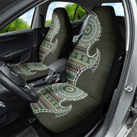 Fijian Masi Tribal Tattoos Art Pattern Car Seat Cover Green Color Half Style LT03 - Polynesian Pride