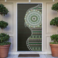 Fijian Masi Tribal Tattoos Art Pattern Door Cover Green Color Half Style LT03 Green - Polynesian Pride