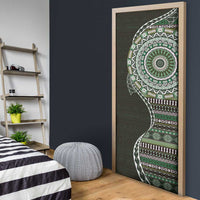 Fijian Masi Tribal Tattoos Art Pattern Door Cover Green Color Half Style LT03 - Polynesian Pride