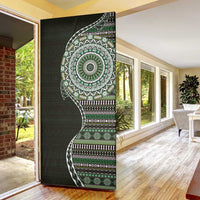 Fijian Masi Tribal Tattoos Art Pattern Door Cover Green Color Half Style LT03 - Polynesian Pride