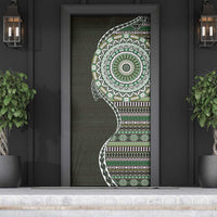 Fijian Masi Tribal Tattoos Art Pattern Door Cover Green Color Half Style LT03 - Polynesian Pride