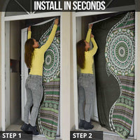 Fijian Masi Tribal Tattoos Art Pattern Door Cover Green Color Half Style LT03 - Polynesian Pride
