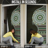 Fijian Masi Tribal Tattoos Art Pattern Door Cover Green Color Half Style LT03 - Polynesian Pride