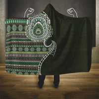 Fijian Masi Tribal Tattoos Art Pattern Hooded Blanket Green Color Half Style LT03 - Polynesian Pride