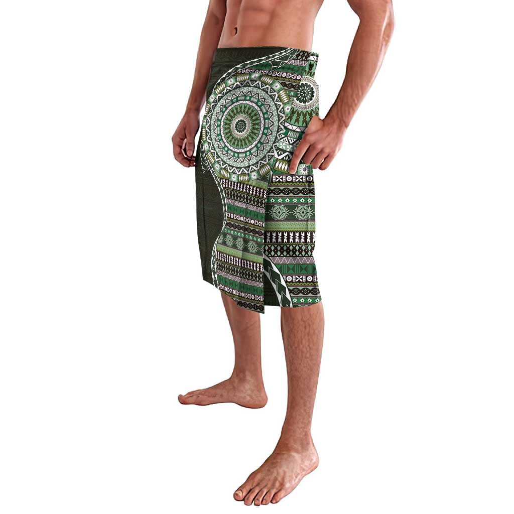 Fijian Masi Tribal Tattoos Art Pattern Lavalava Green Color Half Style LT03 - Polynesian Pride