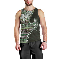 Fijian Masi Tribal Tattoos Art Pattern Men Tank Top Green Color Half Style LT03 - Polynesian Pride