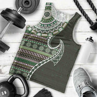 Fijian Masi Tribal Tattoos Art Pattern Men Tank Top Green Color Half Style LT03 - Polynesian Pride