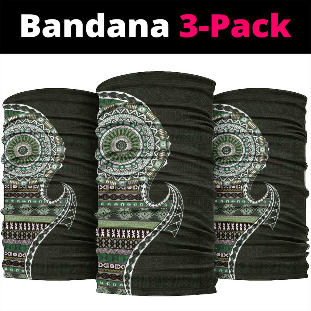 Fijian Masi Tribal Tattoos Art Pattern Neck Gaiter Green Color Half Style LT03 package One Size: 25*50cm Green - Polynesian Pride