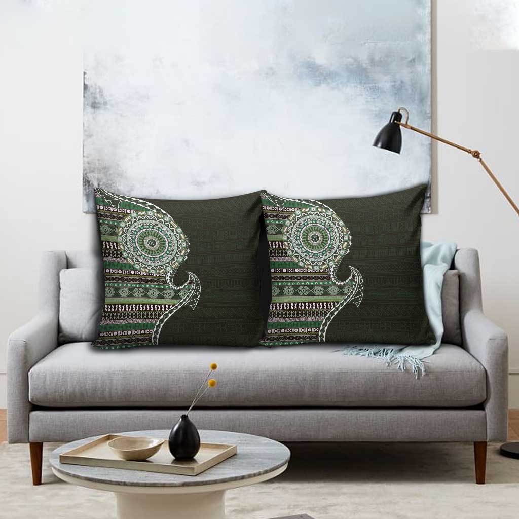 Fijian Masi Tribal Tattoos Art Pattern Pillow Cover Green Color Half Style LT03 - Polynesian Pride