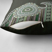 Fijian Masi Tribal Tattoos Art Pattern Pillow Cover Green Color Half Style LT03 - Polynesian Pride